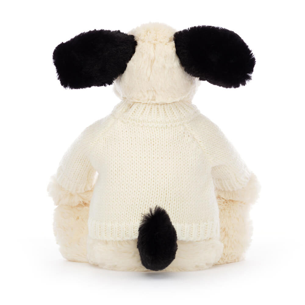 Bashful Black & Cream Puppy with Personalised Cream Jumper, View 3